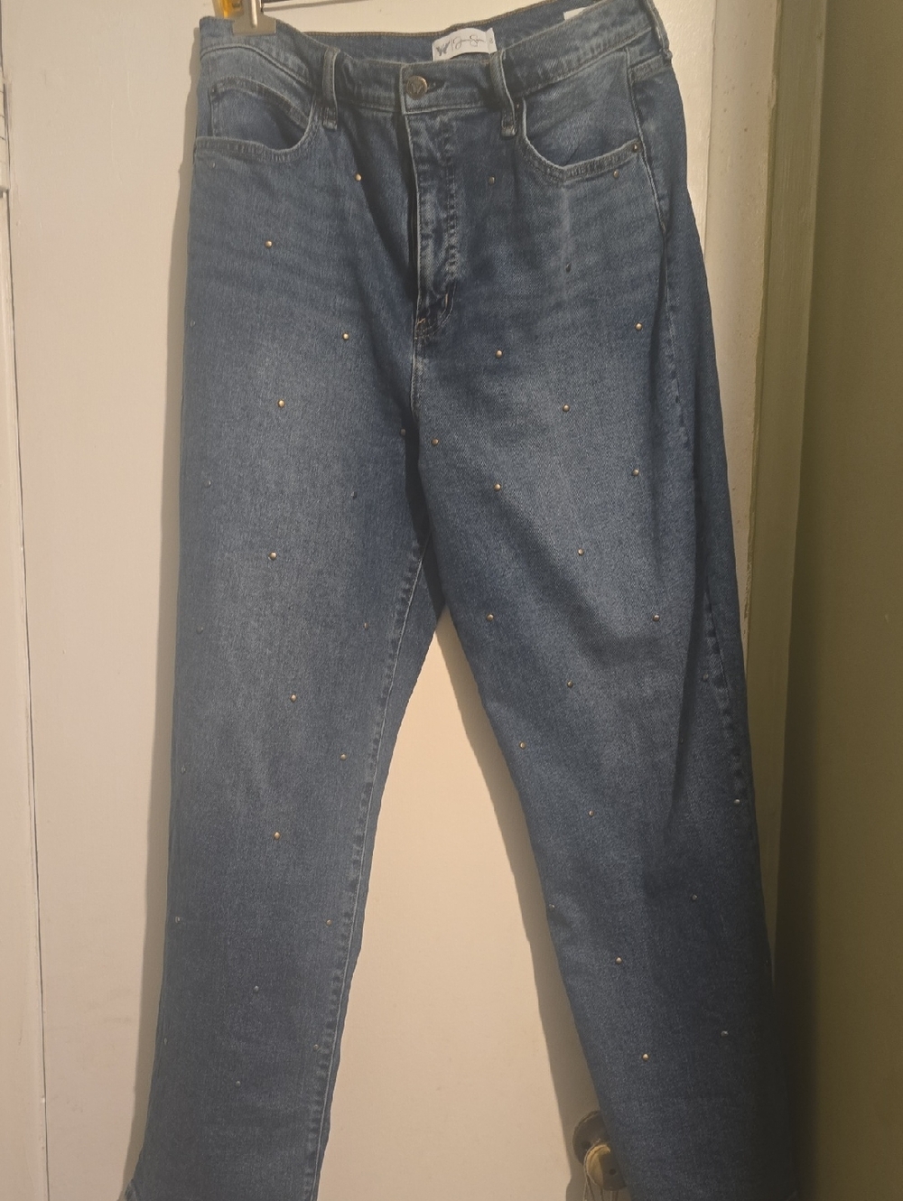 Jessica Simpson Medium Blue Studded Straight-Leg Jeans